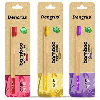 (Pack of 3) DENCRUS Orby Plus Bamboo Toothbrush For Adults (Lavender, Yellow, Red), Natural Soft Bristles, Eco-Friendly - Oral Care | Buy online on ZillyBuy