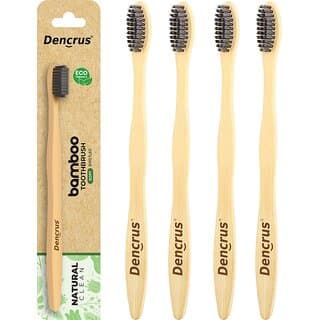 DENCRUS Natural Clean Bamboo Toothbrush (Pack of 4), Charcoal Activated Soft Bristles, Toothbrush For Sensitive Teeth - Oral Care | Buy online on ZillyBuy