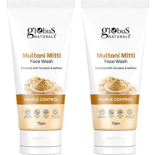Globus Naturals Multani Mitti Face Wash Enriched With Turmeric  Saffron For Pimple Control Suitable For Oily  Acne Prone Skin 75 gm Set of 2 - Skin Care - Face Cleansers | Buy online on ZillyBuy