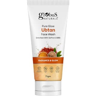 Globus Naturals Pure Glow Ubtan Face Wash Enriched With Saffron  Milk For Radiance  GLow Natural Gentle  Mild Suitable For All Skin Types 75 gm - Skin Care - Face Cleansers | Buy online on ZillyBuy