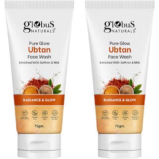 Globus Naturals Pure Glow Ubtan Face Wash Enriched With Saffron  Milk For Radiance  GLow Natural Gentle  Mild Suitable For All Skin Types 75 gm Set of 2 - Skin Care - Face Cleansers | Buy online on ZillyBuy