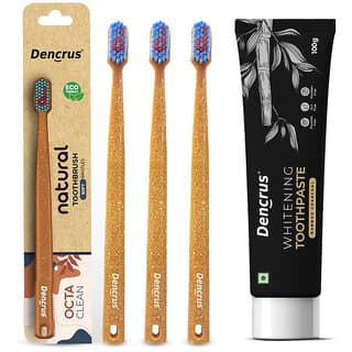 DENCRUS Charcoal Toothpaste And Octa Clean Bamboo Toothbrush (Pack of 3) Combo, Charcoal Oral Care Combo - Oral Care | Buy online on ZillyBuy