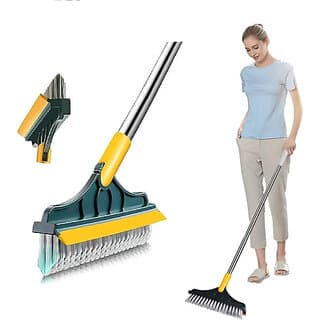 bathroom floor cleaning brush with wiper microfibre scrubber for tiles wet dry use multicolor