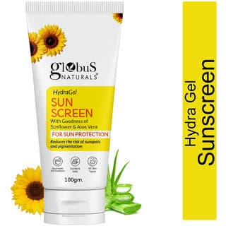 Globus Naturals Hydra Gel Sunscreen 100g | SPF Sun Protection with Sunflower & Aloe Vera for All Skin Types - Skin Care - Lotions, Moisturisers, and Creams | Buy online on ZillyBuy