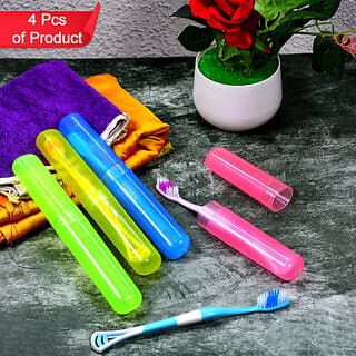 4 pc plastic toothbrush cover anti bacterial toothbrush holder multicolor hygienic storage case