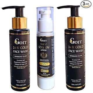 Goit Skincare Combo for Radiant Skin, With 24 k Gold Face Wash with Glutathione Kojic acid, collagen Sunscreen Lotion 24-Hour Protection All Type Of Skin - Skin Care - Face Cleansers | Buy online on ZillyBuy