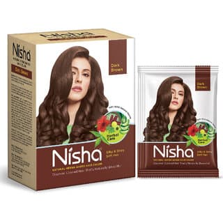 Nisha Henna Based Hair Colour for Women  Men Dark Brown, 60g  100 Pure Henna-Based Powder - Hair Oils, Care, and Styling | Buy online on ZillyBuy