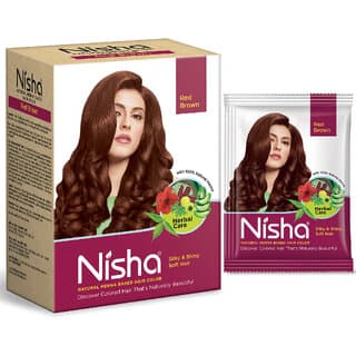 Nisha Henna Based Hair Colour for Women & Men Red Brown 90g | 100% Pure Henna-Based Powder - Hair Oils, Care, and Styling | Buy online on ZillyBuy