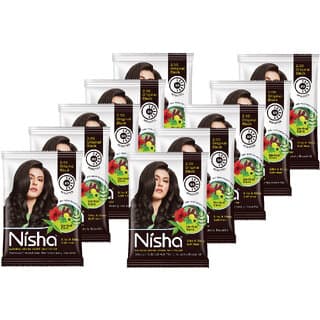 Nisha Henna Based Hair Colour for Women & Men - Original Black, 10g Each (Pack of 10) | 100% Pure Henna-Based Powder - Hair Oils, Care, and Styling | Buy online on ZillyBuy