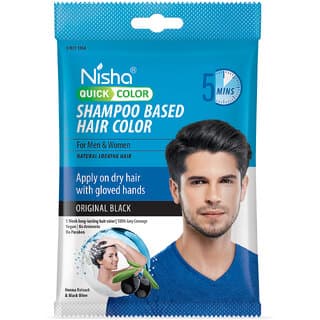 Nisha Quick Color Shampoo Hair Color,100% Grey Coverage,For Men & Women, Original Black, 20ml Each (Pack OF 8) - Hair Oils, Care, and Styling | Buy online on ZillyBuy