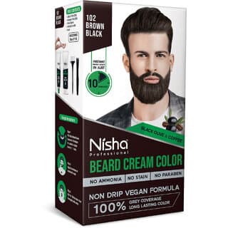 Nisha Beard Colour for Men (120gm) :- Black Brown, No Stain & Quick color in 10 Minute, Complete Grey Coverage - Hair Oils, Care, and Styling | Buy online on ZillyBuy