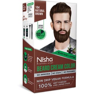 Nisha Beard Colour for Men (120gm) :-: Natural Brown, No Stain & Quick color in 10 Minute, Complete Grey Coverage - Hair Oils, Care, and Styling | Buy online on ZillyBuy