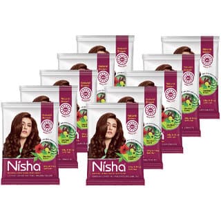 Nisha Henna Based Hair Colour for Women & Men Natural Brown, 25g Each (Pack of 10) | 100% Pure Henna-Based Powder - Hair Oils, Care, and Styling | Buy online on ZillyBuy