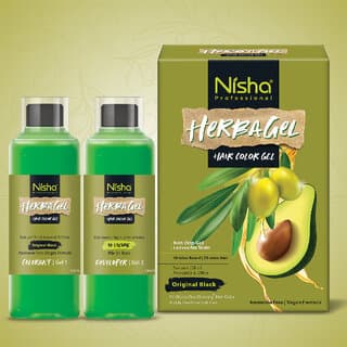 Nisha Herba Care Hair Colour  Beard Colour Gel 1000ml, Original Black, 100 Grey Coverage - Hair Oils, Care, and Styling | Buy online on ZillyBuy