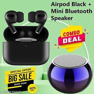 (Combo Of 2) Wireless Earbuds Pro With Mini Portable True Wireless Bluetooth Speaker - Speaker | Buy online on ZillyBuy
