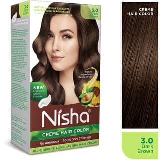 Nisha Creme Hair Color 3 DARK BROWN , DARK BROWN 3 - Hair Oils, Care, and Styling | Buy online on ZillyBuy