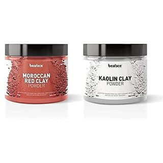 Beaface Combo of 2 Moroccan and Kaolin Clay Powder Each of 100 gm (Regenerates Skin cells and Reduce Wrinkles) Natural Kaolin Clay Powder | Moroccan Red Clay Powder For Skin - Skin Care - Face Cleansers | Buy online on ZillyBuy