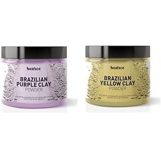 Beaface Combo Pack Brazilian Purple Clay Powder | 100gm and Brazilian Yellow Clay Powder 100gm (Regenerates Skin Cells and Reduce Wrinkles) - Skin Care - Face Cleansers | Buy online on ZillyBuy