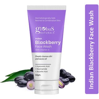 Globus Naturals Indian Blackberry Face Wash with Vitamin E For Deeply Cleanses Dirt  Excess Oil, Suitable for Normal to Combination Skin, 50gm - Skin Care - Face Cleansers | Buy online on ZillyBuy