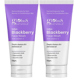 Globus Naturals Indian Blackberry Face Wash with Vitamin E For Deeply Cleanses Dirt  Excess Oil, Suitable for Normal to Combination Skin, 50gm, Pack of 2 - Skin Care - Face Cleansers | Buy online on ZillyBuy
