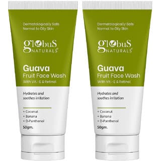 Pack of 2 Globus Naturals Guava Face Wash  Vitamin E & Retinol, Hydrates & Soothes, 50gm - Skin Care - Face Cleansers | Buy online on ZillyBuy