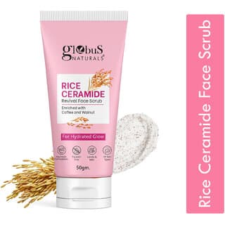Globus Naturals Rice Ceramide Scrub  Hydrating & Glowing Skin, Enriched with Coffee & Walnut, 50g - Skin Care - Face Cleansers | Buy online on ZillyBuy