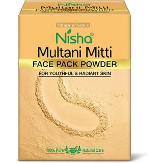 Nisha Multani Mitti For Face (100g , Pack OF 3) | Natural Oil Control, Acne & Tan Removal | Skin Brightening Face Pack - Skin Care - Face Cleansers | Buy online on ZillyBuy