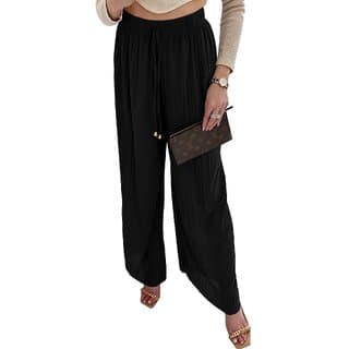 MULTIWA Ethnic Women Girls Rayon Pleats Palazzo Pants || Pleated Palazzo || Flared Pants || Stylish Pants || Wide Leg Pants Black - Uncategorized | Buy online on ZillyBuy