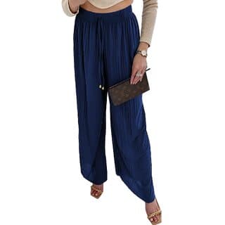 MULTIWA Ethnic Women Girls Rayon Pleats Palazzo Pants || Pleated Palazzo || Flared Pants || Stylish Pants || Wide Leg Pants Navy Blue - Uncategorized | Buy online on ZillyBuy