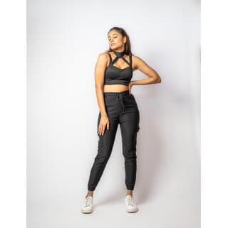 MULTIWA Women Cargo Jogger Pant | Women's Cotton Regular Fit Mid Rise Cargo Gym Joggers Track Pants (L, Black) - Uncategorized | Buy online on ZillyBuy