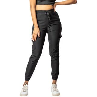 MULTIWA Women Cargo Jogger Pant | Women's Cotton Regular Fit Mid Rise Cargo Gym Joggers Track Pants (M, Black) - Uncategorized | Buy online on ZillyBuy