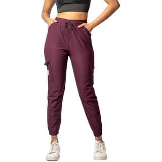 MULTIWA Women Cargo Jogger Pant | Women's Cotton Regular Fit Mid Rise Cargo Gym Joggers Track Pants (L, Maroon) - Uncategorized | Buy online on ZillyBuy