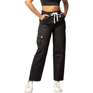 MULTIWA Women Straight Fit Cargo Pant (L, Black) - Uncategorized | Buy online on ZillyBuy
