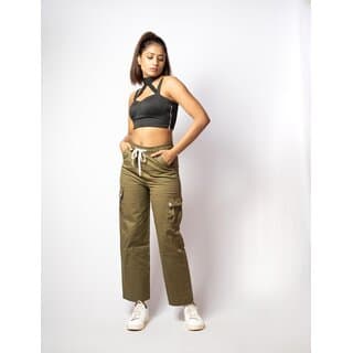 MULTIWA Women Straight Fit Cargo Pant (L, Green) - Uncategorized | Buy online on ZillyBuy