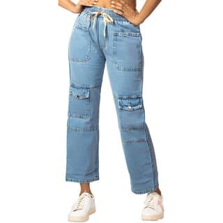 MULTIWA Women Denim Cargo Baggy Pant (XL, Light Blue) - Uncategorized | Buy online on ZillyBuy