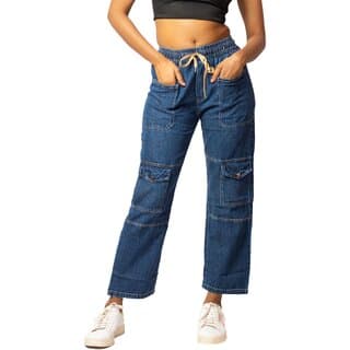 MULTIWA Women Denim Cargo Baggy Pant (2XL, Dark Blue) - Uncategorized | Buy online on ZillyBuy
