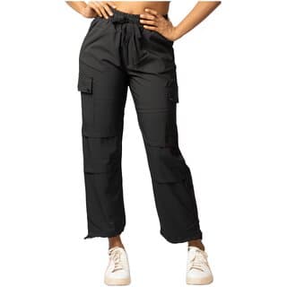 MULTIWA Women's & Girls' Solid High Waist with Pockets Cargo Pants (L, Black) - Uncategorized | Buy online on ZillyBuy