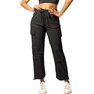 MULTIWA Women's & Girls' Solid High Waist with Pockets Cargo Pants (M, Black) - Uncategorized | Buy online on ZillyBuy