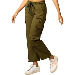 MULTIWA Women's & Girls' Solid High Waist with Pockets Cargo Pants (M, Green) - Uncategorized | Buy online on ZillyBuy