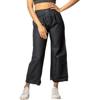 MULTIWA Women's Loose Fit Denim Palazzo Pant, Women Non-Strechable Jeans (L, Black) - Uncategorized | Buy online on ZillyBuy