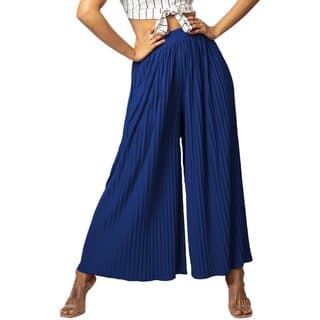 MULTIWA Fancy Stylish Solid Pleated Flared Palazzo Pant for Women (2XL, Blue) - Uncategorized | Buy online on ZillyBuy