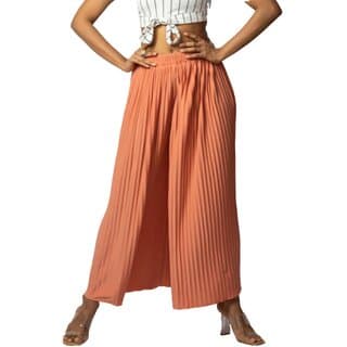 MULTIWA Fancy Stylish Solid Pleated Flared Palazzo Pant for Women (2XL, Orange) - Uncategorized | Buy online on ZillyBuy