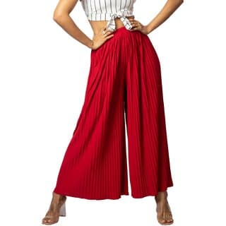 MULTIWA Fancy Stylish Solid Pleated Flared Palazzo Pant for Women (2XL, Red) - Uncategorized | Buy online on ZillyBuy