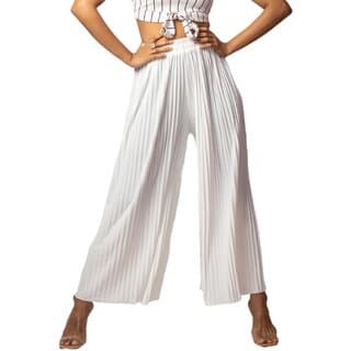 MULTIWA Fancy Stylish Solid Pleated Flared Palazzo Pant for Women (2XL, White) - Uncategorized | Buy online on ZillyBuy