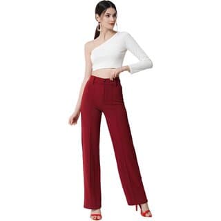 MULTIWA WOMEN POLYESTER BLEND SOLID TROUSERS/BELT PALAZZO/TROUSERS/KOREAN PANTS - Uncategorized | Buy online on ZillyBuy