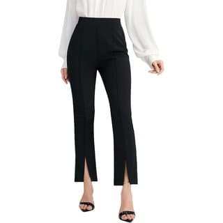 MULTIWA Front Slit Formal Cotton Blend Parallel Trouser Pants Regular fit, Bell Bottom Pants for Women || Flared Trousers || Formal Look - Uncategorized | Buy online on ZillyBuy