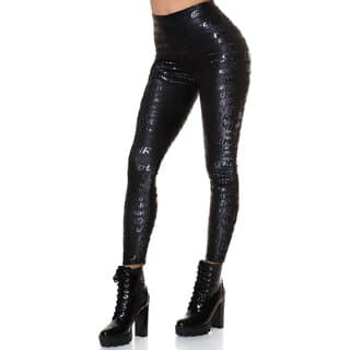 MULTIWA Women's Faux Leather Leggings Pants PU Elastic Shaping Hip Push Up Black Printed Slim Fitted High Waisted Tights With Pockets||Gym Wear||Dance/Zumba Wear - Uncategorized | Buy online on ZillyBuy