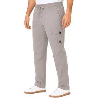 MULTIWA Men's Twill Cargo Pants with Elastic Waistband & Drawstring Multiple Pockets Loose Fit Hem Premium Fabric Comfortable Daily & Travel Wear - Uncategorized | Buy online on ZillyBuy