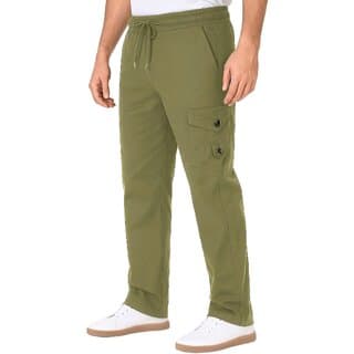 MULTIWA Men's Twill Cargo Pants with Elastic Waistband & Drawstring Multiple Pockets Loose Fit Hem Premium Fabric Comfortable Daily & Travel Wear - Uncategorized | Buy online on ZillyBuy