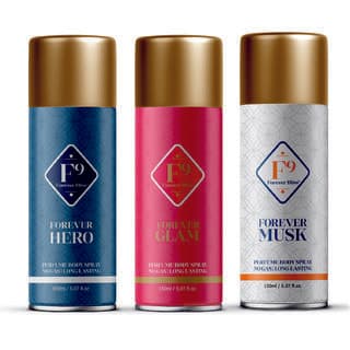 F9 Forever Hero, Glam and Musk Long Lasting Freshness Deodorant Perfume Body Spray For Men and women (150ml3) - Fragrance | Buy online on ZillyBuy